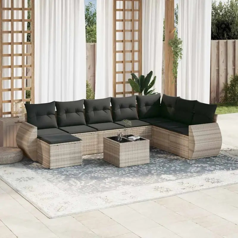 Modulaire tuinbanken met zwart materiaal en gepoedercoat staal - Lichtgrijs / 1 / Met tafel - Modulaire tuinbanken