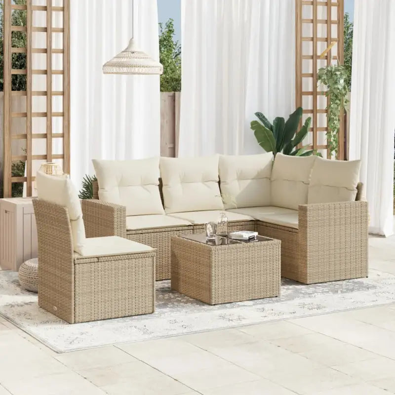 Modulaire tuinbanken met zwart materiaal en gepoedercoat staal afmetingen - beige en crèmekleurig / 1 / Met tafel