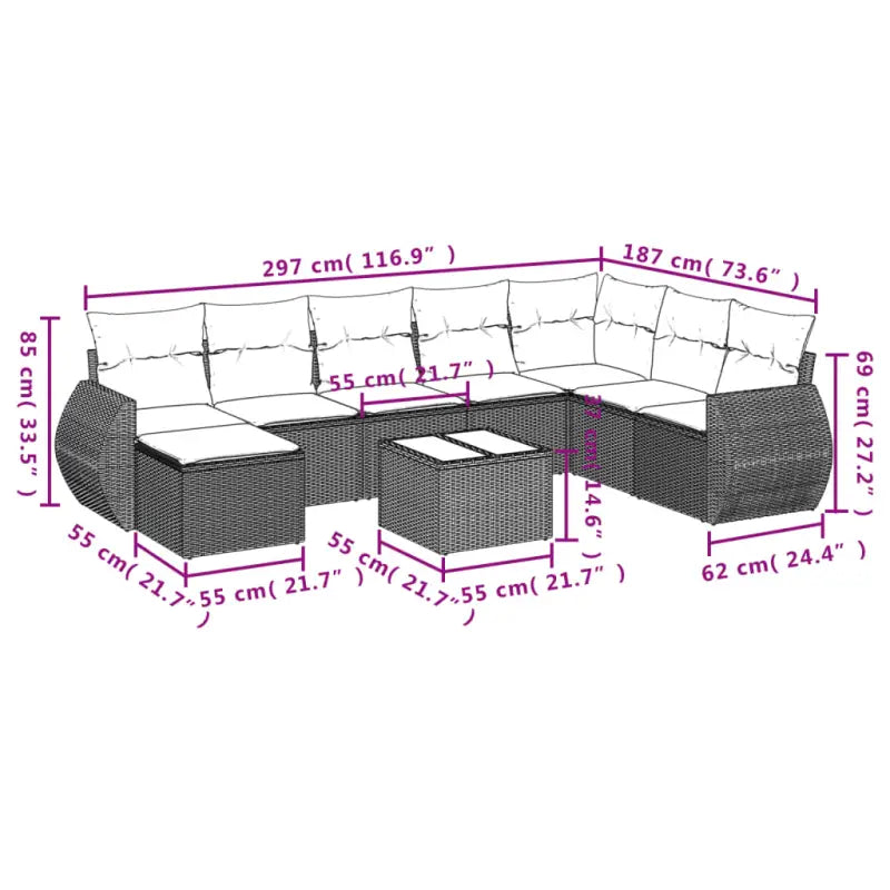 Modulaire tuinbanken met zwart materiaal en gepoedercoat staal - Modulaire tuinbanken