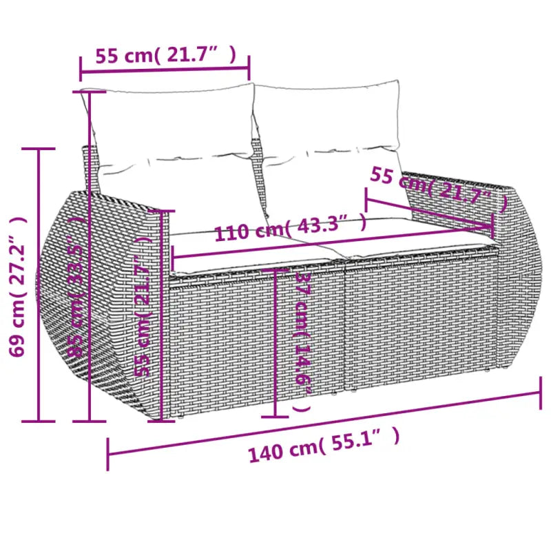 Modulaire tuinbanken met zwart materiaal en gepoedercoat staal - Modulaire tuinbanken
