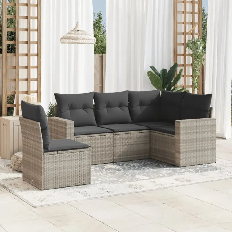 Modulaire tuinbanken met zwart materiaal en gepoedercoat staal afmetingen - Lichtgrijs / 1 / Zonder tafel - Modulaire