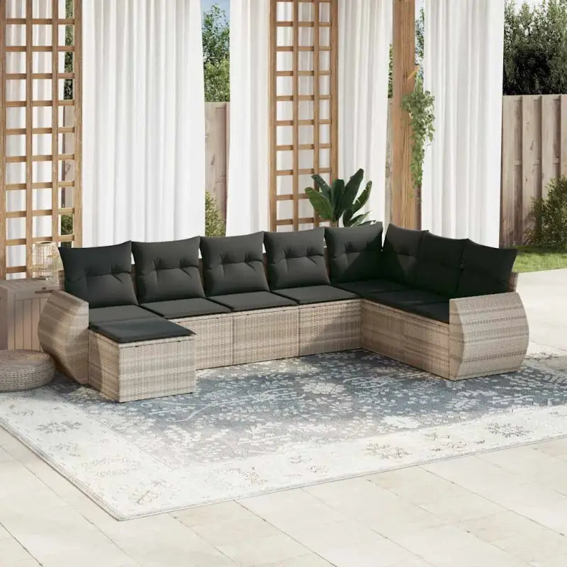Modulaire tuinbanken met zwart materiaal en gepoedercoat staal - Lichtgrijs / 1 / Zonder tafel - Modulaire tuinbanken