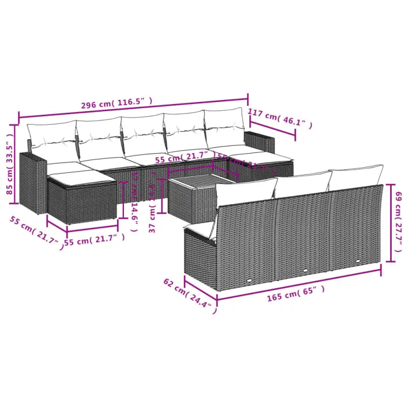 Modulaire tuinbanken met zwart materiaal en gepoedercoat staal - Modulaire tuinbanken