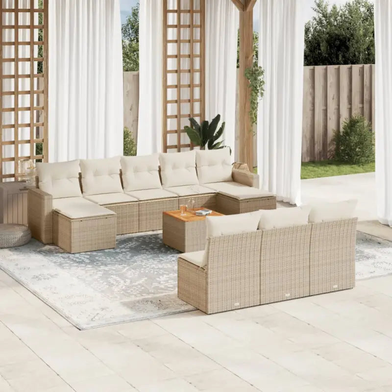 Modulaire tuinbanken met zwart materiaal en gepoedercoat staal - beige en crèmekleurig / 11 - Modulaire tuinbanken
