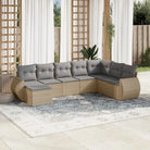 Modulaire tuinbanken met zwart materiaal en gepoedercoat staal - Beige en grijs / 1 / Zonder tafel - Modulaire