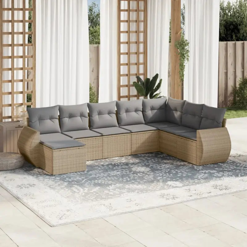 Modulaire tuinbanken met zwart materiaal en gepoedercoat staal - Beige en grijs / 1 / Zonder tafel - Modulaire