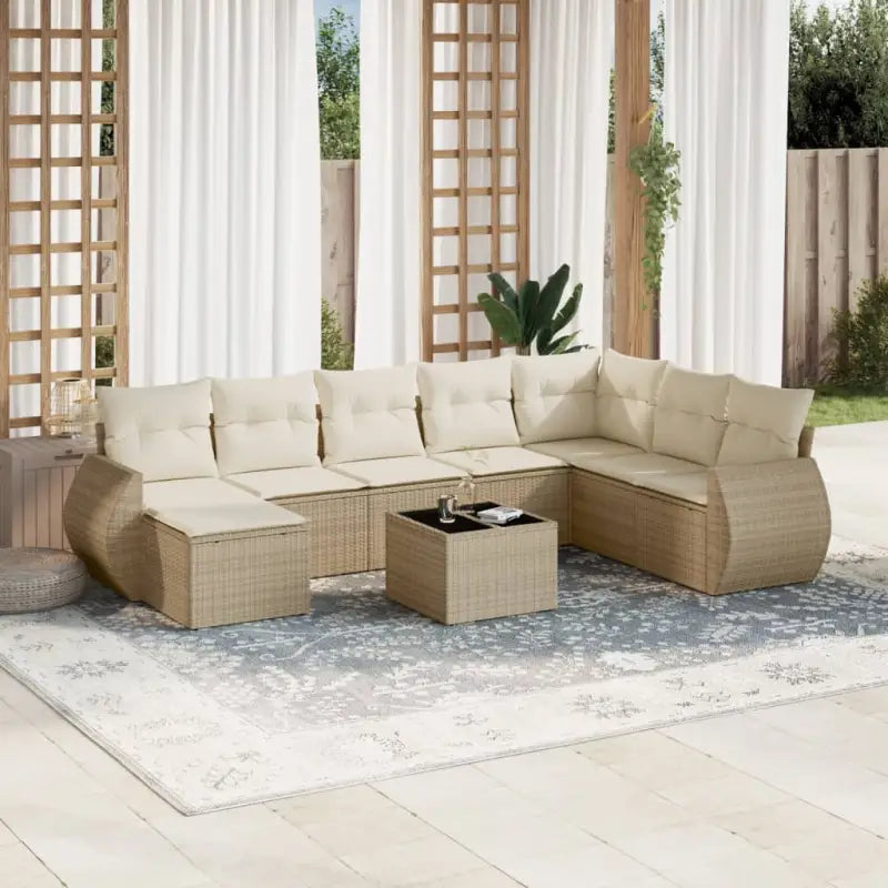 Modulaire tuinbanken met zwart materiaal en gepoedercoat staal - beige en crèmekleurig / 1 / Met tafel - Modulaire