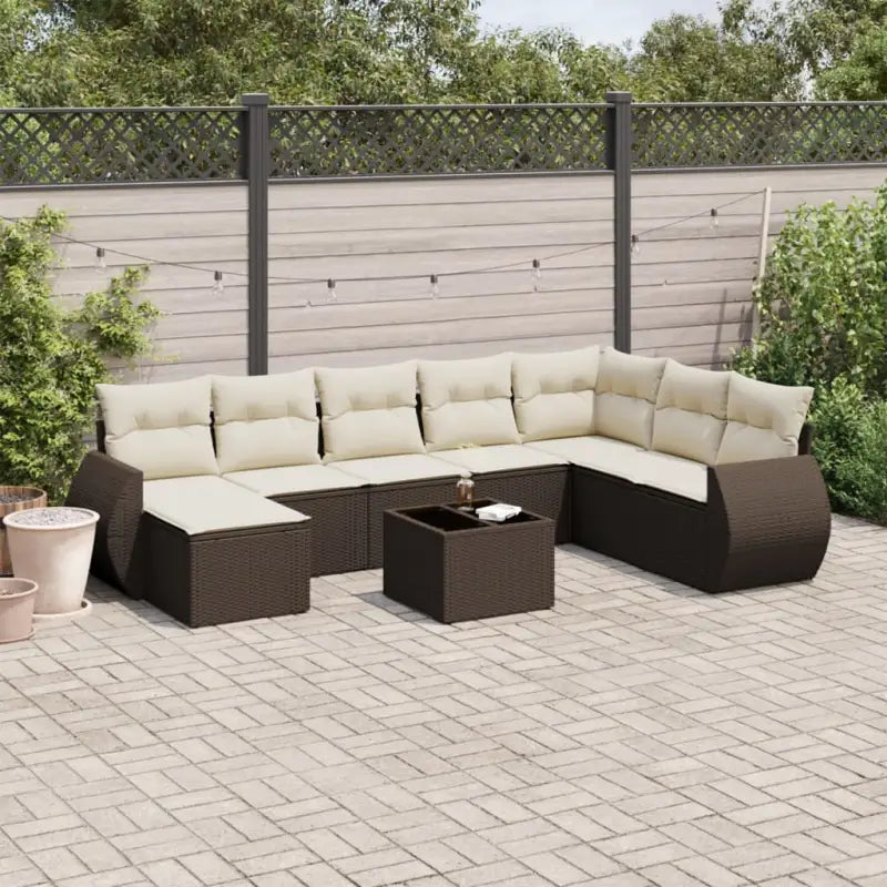 Modulaire tuinbanken met zwart materiaal en gepoedercoat staal - Bruin en crème / 1 / Met tafel - Modulaire tuinbanken