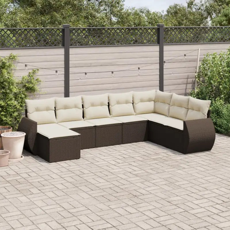Modulaire tuinbanken met zwart materiaal en gepoedercoat staal - Bruin en crème / 1 / Zonder tafel - Modulaire