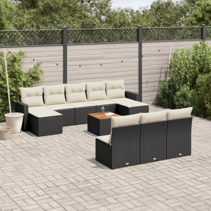 Modulaire tuinbanken met zwart materiaal en gepoedercoat staal - Zwart en crème / 11 - Modulaire tuinbanken