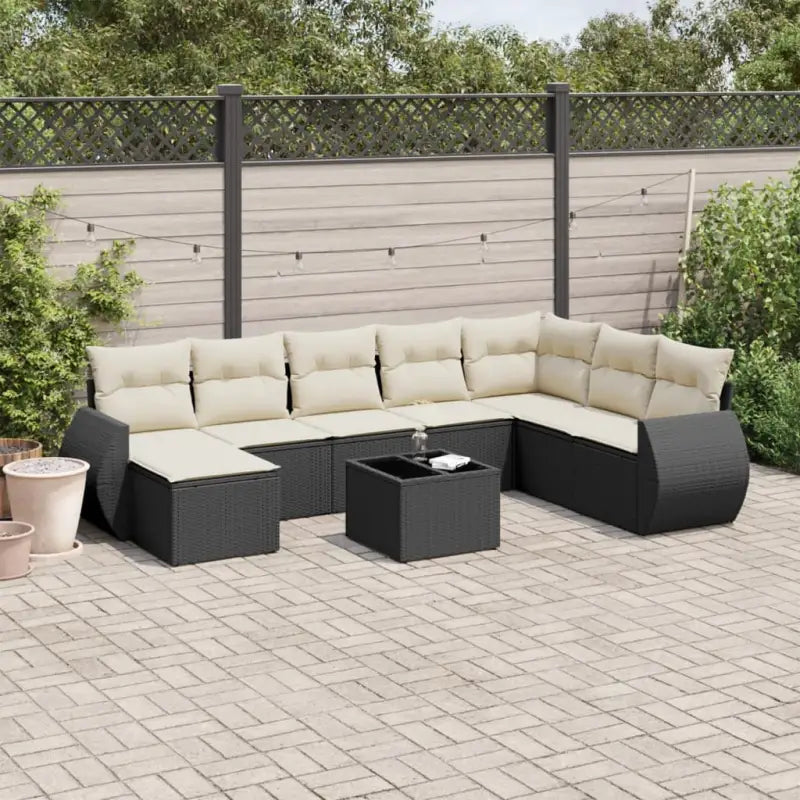 Modulaire tuinbanken met zwart materiaal en gepoedercoat staal - Zwart en crème / 1 / Met tafel - Modulaire tuinbanken