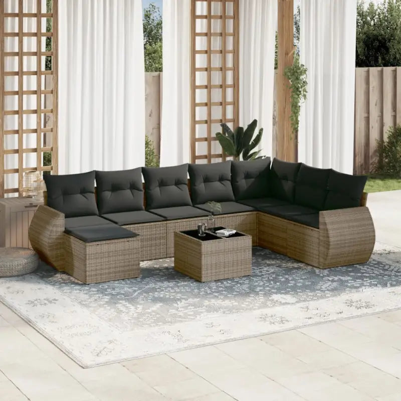 Modulaire tuinbanken met zwart materiaal en gepoedercoat staal - Grijs / 1 / Met tafel - Modulaire tuinbanken