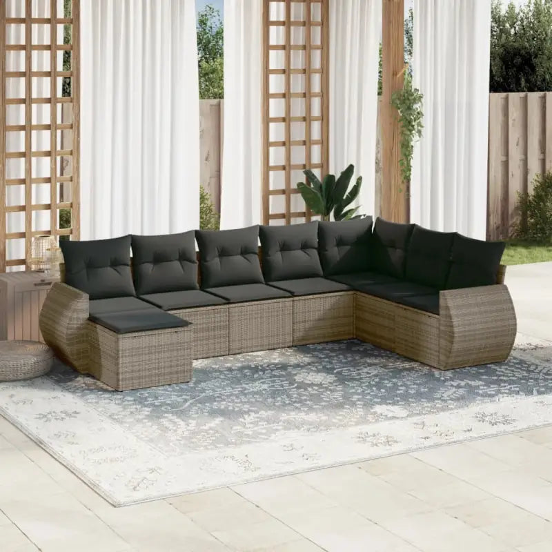Modulaire tuinbanken met zwart materiaal en gepoedercoat staal - Grijs / 1 / Zonder tafel - Modulaire tuinbanken