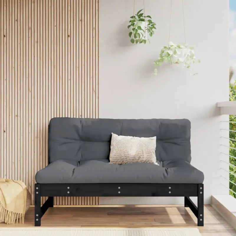 Modulaire tuinbanken uit massief douglashout met voetenbank en salontafel - Zwart grenenhout / 1 / Middenbank