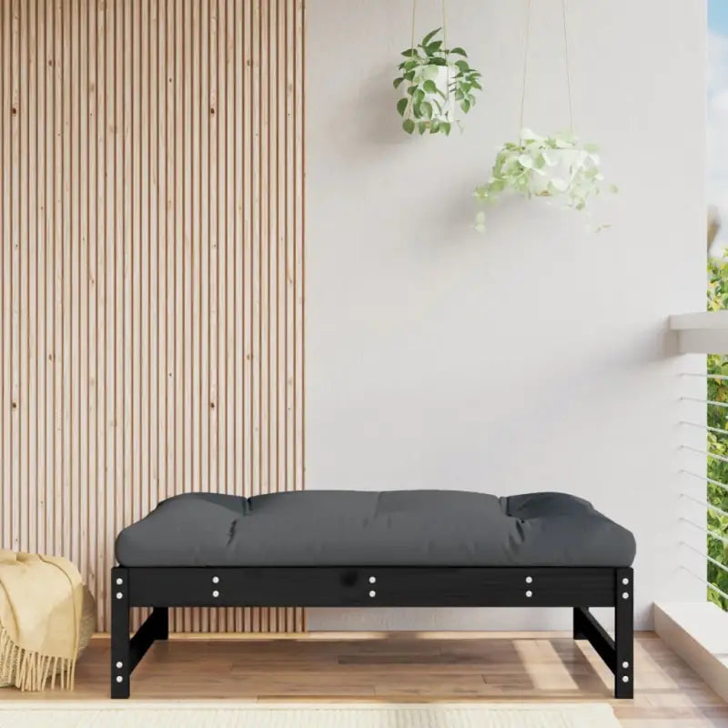 Modulaire tuinbanken uit massief douglashout met voetenbank en salontafel - Zwart grenenhout / 1 / Voetensteun