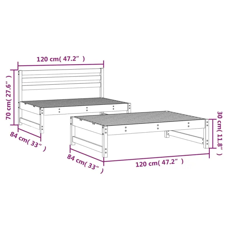Modulaire tuinbanken uit massief douglashout met voetenbank en salontafel - Modulaire tuinbanken