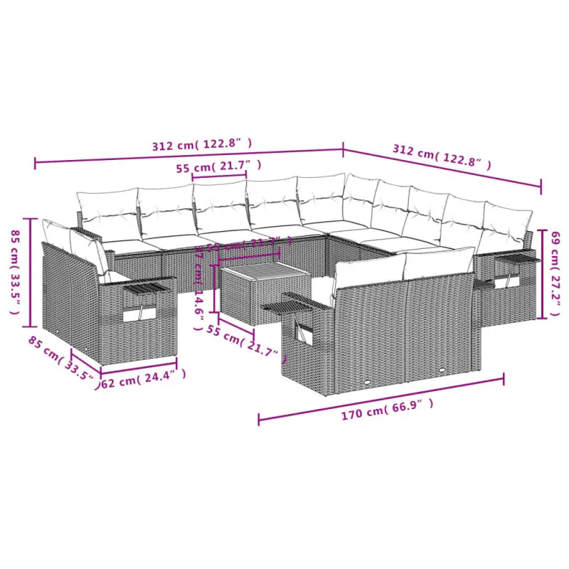 Modulaire tuinbanken van beige materiaal en gepoedercoat staal - Modulaire tuinbanken