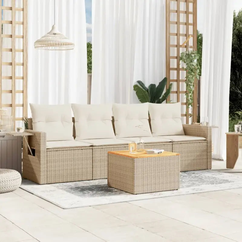 Modulaire tuinbanken van beige materiaal en gepoedercoat staal met afmetingen - beige en crèmekleurig / 1 - Modulaire
