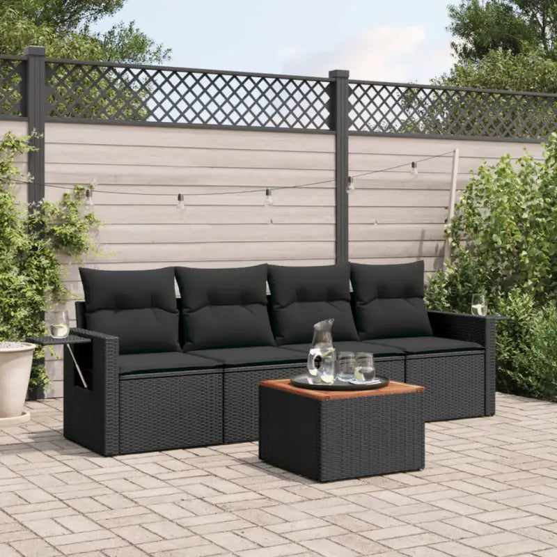 Modulaire tuinbanken van beige materiaal en gepoedercoat staal met afmetingen - Zwart / 1 - Modulaire tuinbanken