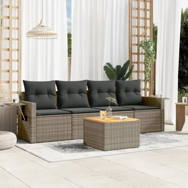Modulaire tuinbanken van beige materiaal en gepoedercoat staal met afmetingen - Grijs / 1 - Modulaire tuinbanken