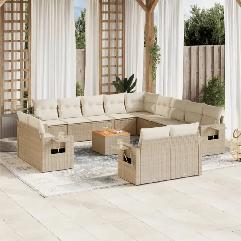 Modulaire tuinbanken van beige materiaal en gepoedercoat staal - beige en crèmekleurig / 1 - Modulaire tuinbanken
