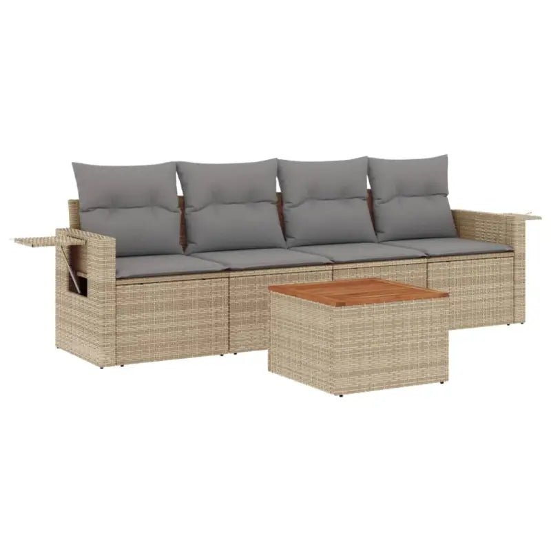 Modulaire tuinbanken van beige materiaal en gepoedercoat staal met afmetingen - Modulaire tuinbanken