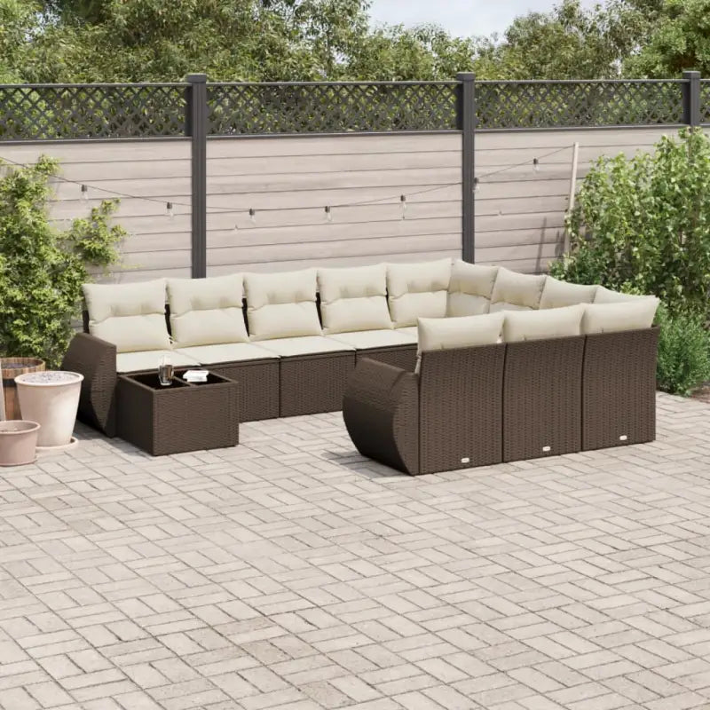 Modulaire tuinbanken van beige materiaal en gepoedercoat staal - Bruin en crème / 1 - Modulaire tuinbanken