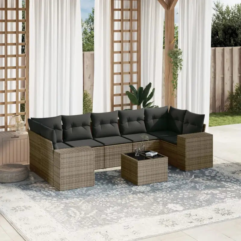 Modulaire tuinbanken van beige materiaal en gepoedercoat staal - Grijs / 1 - Modulaire tuinbanken