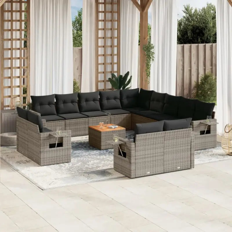 Modulaire tuinbanken van beige materiaal en gepoedercoat staal - Grijs / 1 - Modulaire tuinbanken