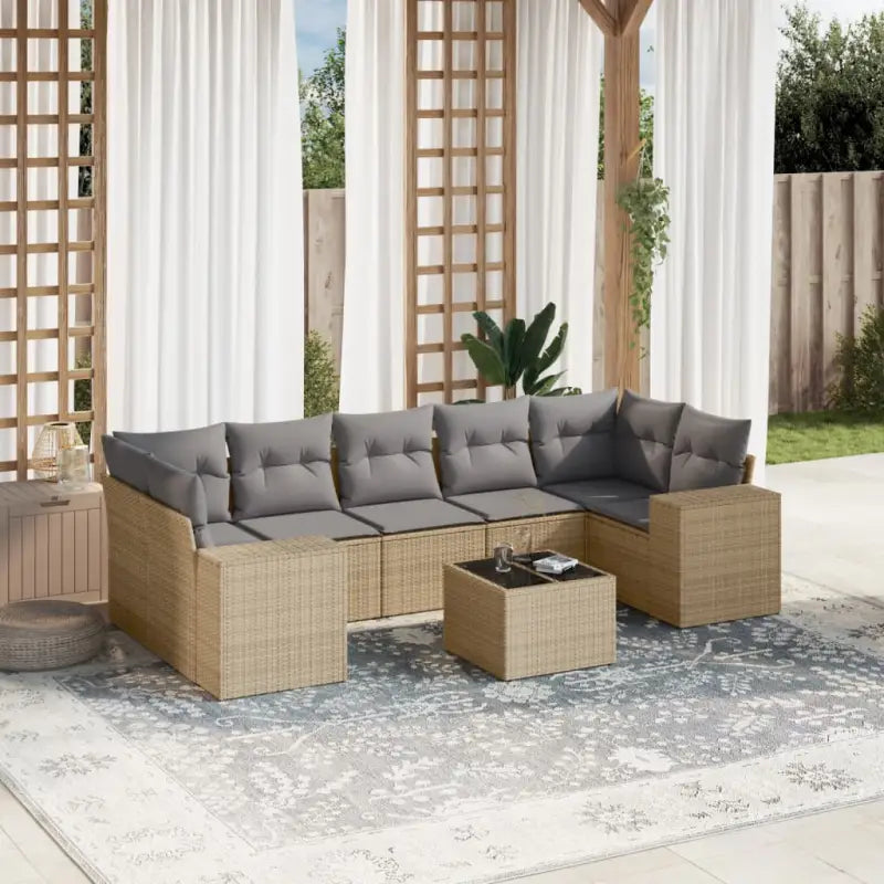 Modulaire tuinbanken van beige materiaal en gepoedercoat staal - Beige en grijs / 1 - Modulaire tuinbanken