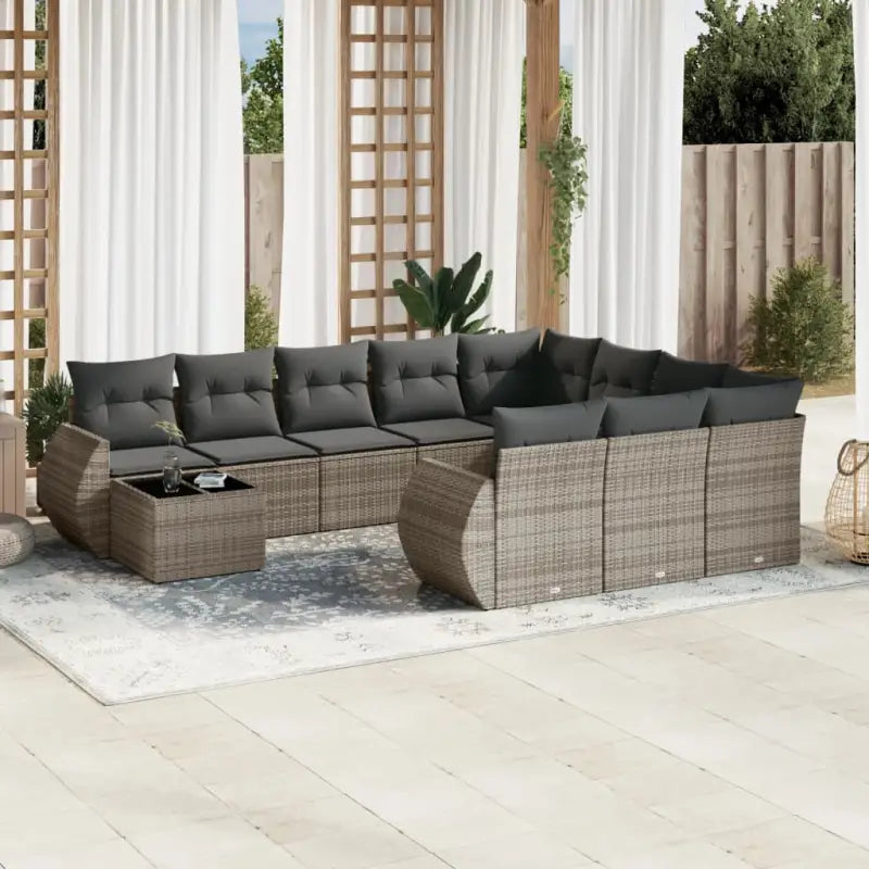 Modulaire tuinbanken van beige materiaal en gepoedercoat staal - Grijs / 1 - Modulaire tuinbanken