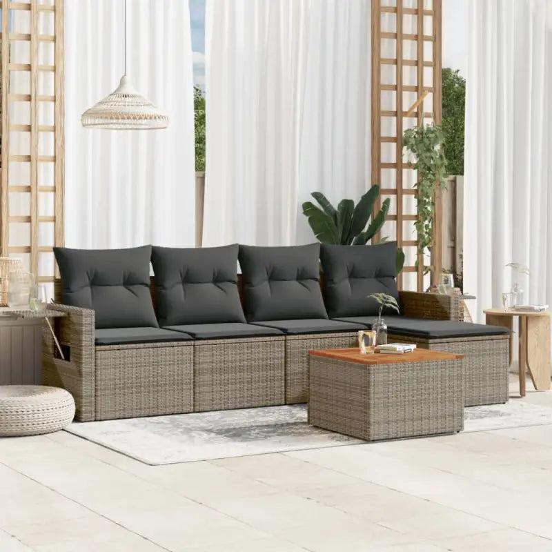 Modulaire tuinbanken van beige materiaal en gepoedercoat staal - Grijs / 1 - Modulaire tuinbanken