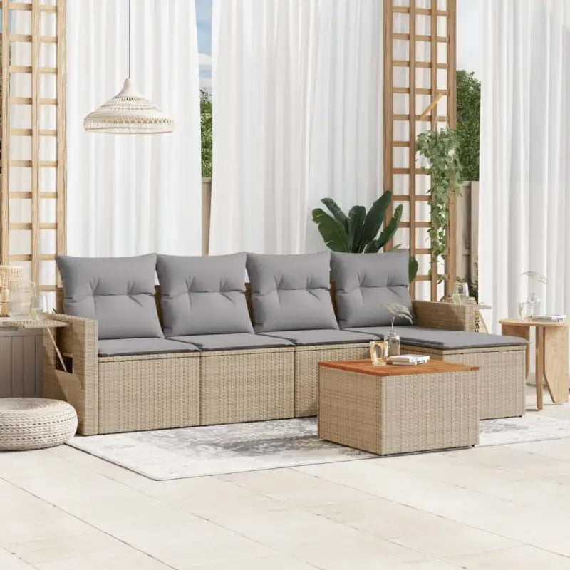 Modulaire tuinbanken van beige materiaal en gepoedercoat staal - Beige en grijs / 1 - Modulaire tuinbanken