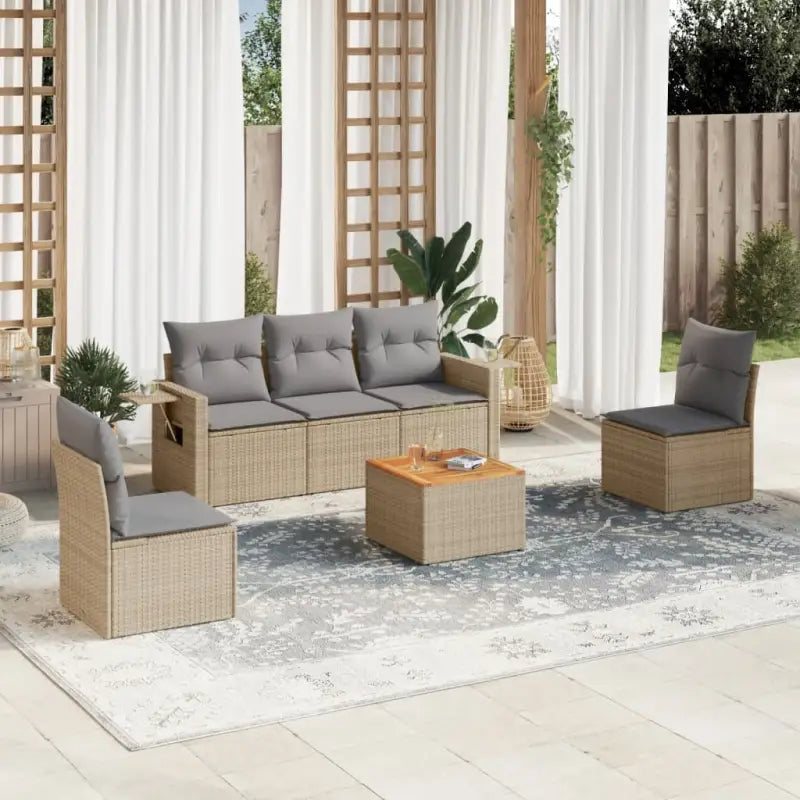 Modulaire tuinbanken van beige materiaal en gepoedercoat staal - Beige en grijs / 1 - Modulaire tuinbanken