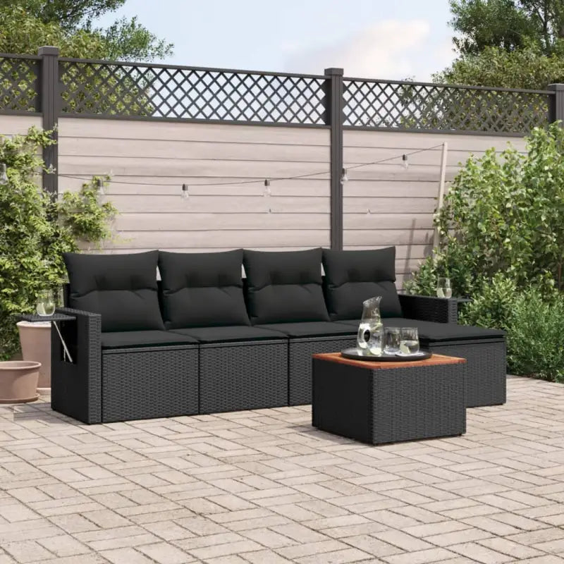 Modulaire tuinbanken van beige materiaal en gepoedercoat staal - Zwart / 1 - Modulaire tuinbanken