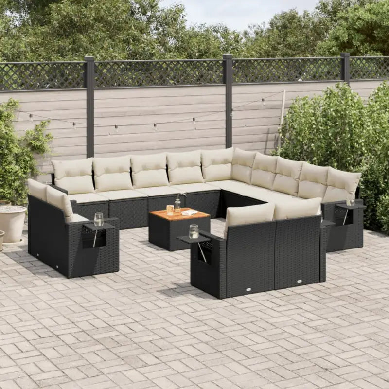 Modulaire tuinbanken van beige materiaal en gepoedercoat staal - Zwart en crème / 1 - Modulaire tuinbanken