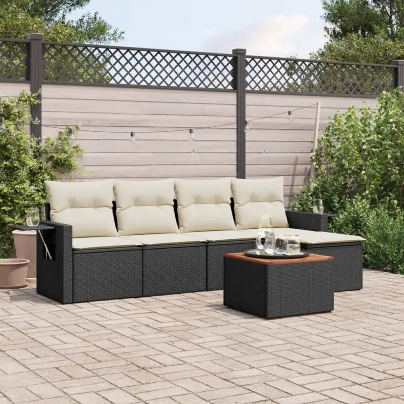 Modulaire tuinbanken van beige materiaal en gepoedercoat staal - Zwart en crème / 1 - Modulaire tuinbanken