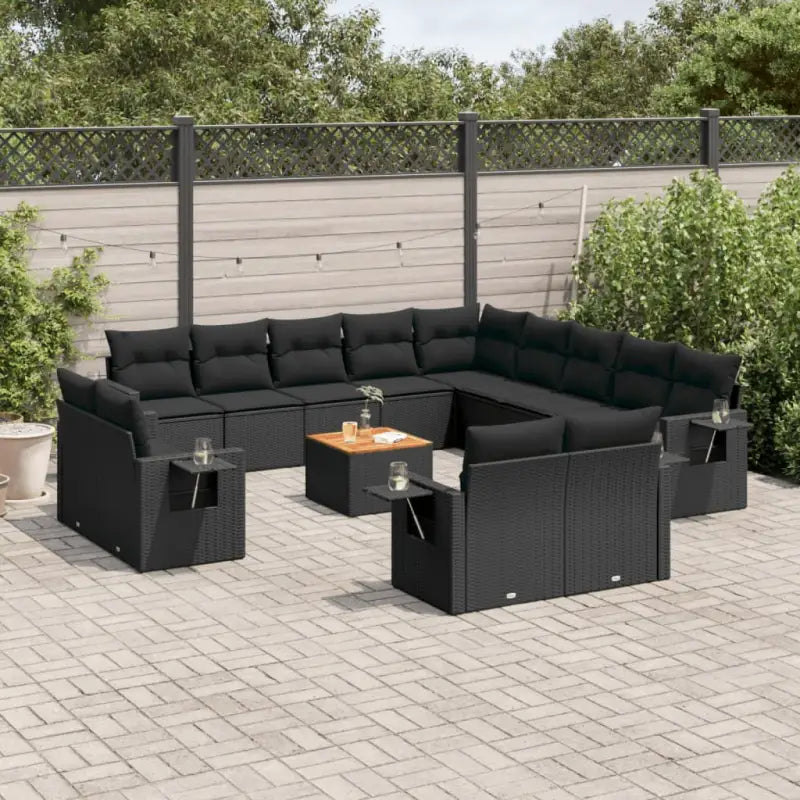 Modulaire tuinbanken van beige materiaal en gepoedercoat staal - Zwart / 1 - Modulaire tuinbanken