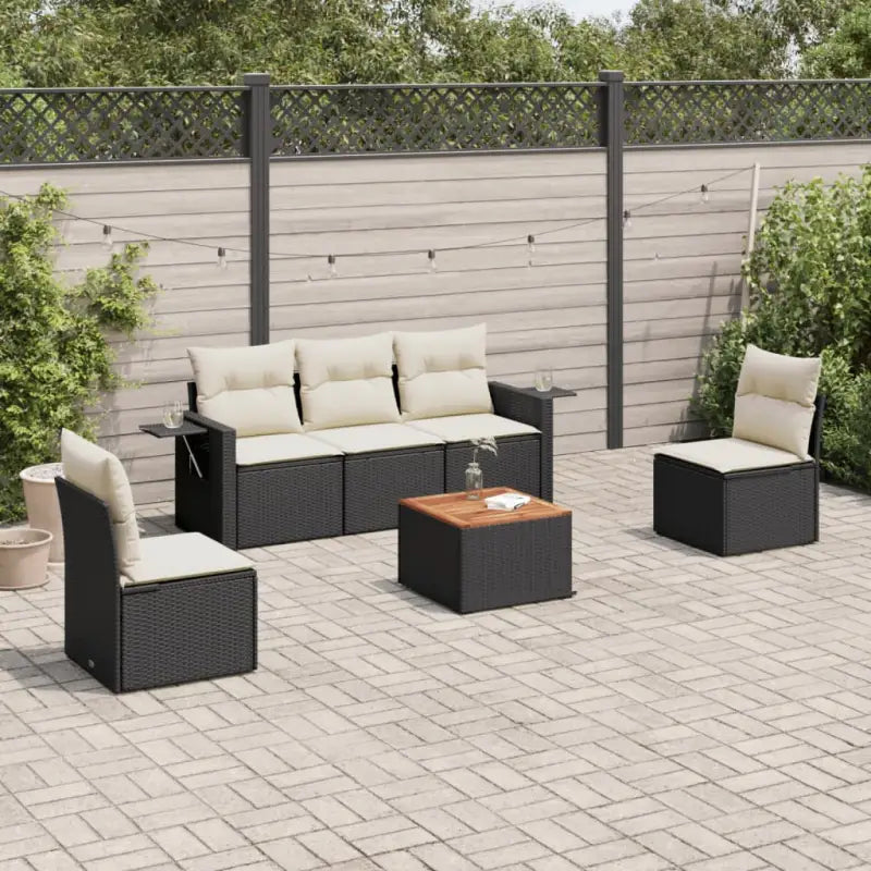Modulaire tuinbanken van beige materiaal en gepoedercoat staal - Zwart en crème / 1 - Modulaire tuinbanken