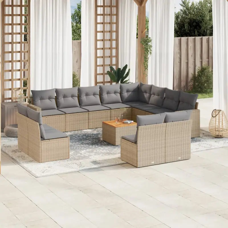 Modulaire tuinbanken van beige materiaal met gepoedercoat staal afmetingen - Beige en grijs / 1 - Modulaire tuinbanken