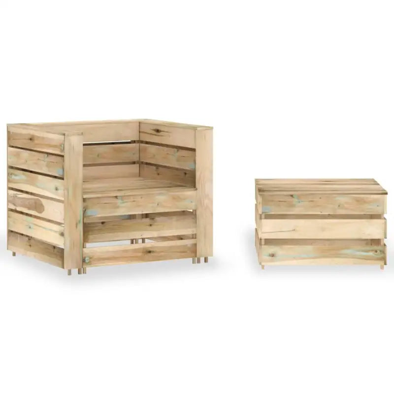 Modulaire tuinbanken van geïmpregneerd grenenhout - Bruin / 1 / Fauteuil + tafel - Modulaire tuinbanken