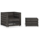 Modulaire tuinbanken van geïmpregneerd grenenhout - Grijs / 1 / Fauteuil + tafel - Modulaire tuinbanken