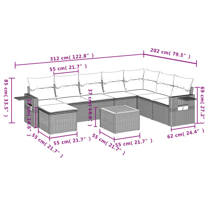Modulaire tuinbanken van gepoedercoat staal in zwart materiaal - Modulaire tuinbanken