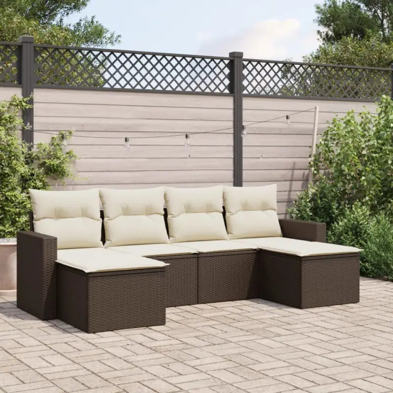 Modulaire tuinbanken van gepoedercoat staal met waterdichte tas in beige materiaal - Bruin en crème / 1 / Zonder tafel