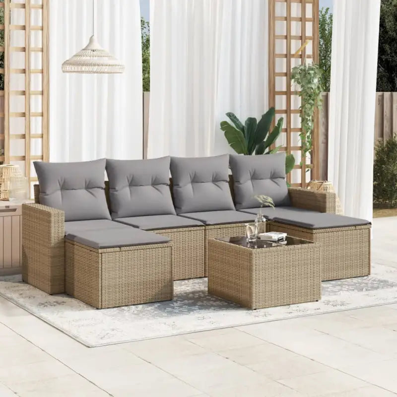 Modulaire tuinbanken van gepoedercoat staal met waterdichte tas in beige materiaal - Beige en grijs / 1 / Met tafel