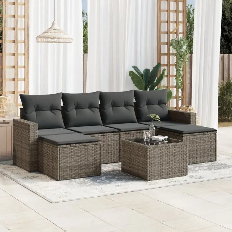 Modulaire tuinbanken van gepoedercoat staal met waterdichte tas in beige materiaal - Grijs / 1 / Met tafel - Modulaire