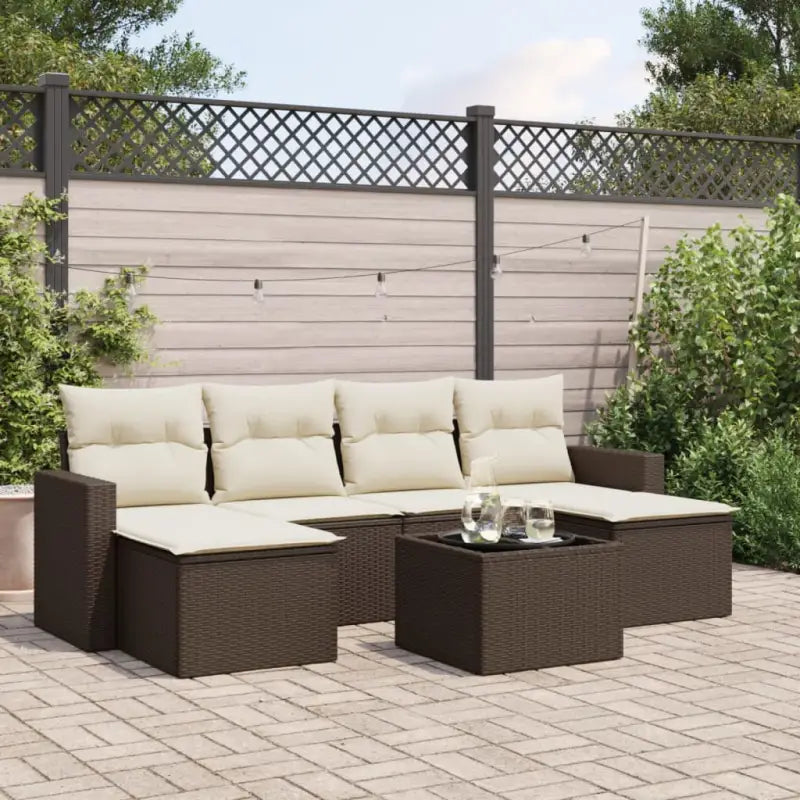 Modulaire tuinbanken van gepoedercoat staal met waterdichte tas in beige materiaal - Bruin en crème / 1 / Met tafel