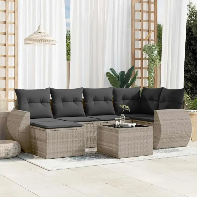 Modulaire tuinbanken van gepoedercoat staal voor buiten ontspanning - Lichtgrijs / 1 / Met tafel - Modulaire tuinbanken