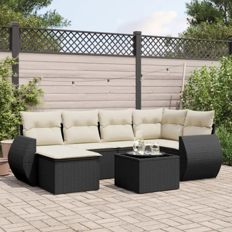 Modulaire tuinbanken van gepoedercoat staal voor buiten ontspanning - Zwart en crème / 1 / Met tafel - Modulaire