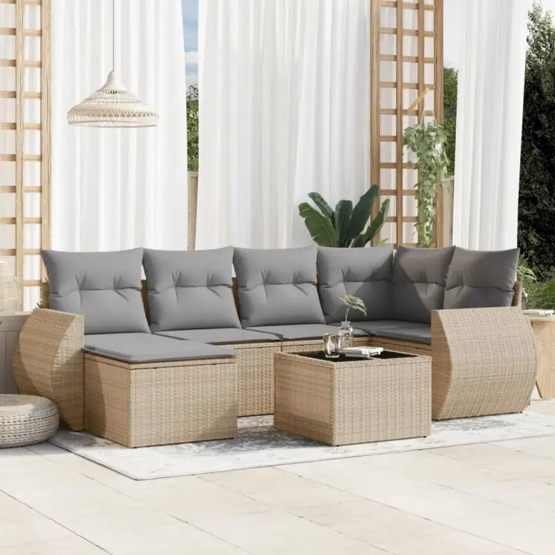 Modulaire tuinbanken van gepoedercoat staal voor buiten ontspanning - Beige en grijs / 1 / Met tafel - Modulaire